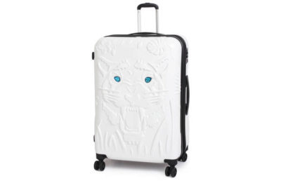 IT Luggage Medium Tiger Emboss Crystal Eyes Suitcase - White